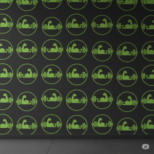Repetitive Pattern Gym Logo Wall Branding