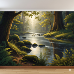 River Scene Office Wallpaper