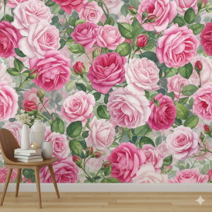 Romantic Pink Roses Wallpaper Mural