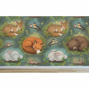 Sleeping Forest Friends: A mural of various animals sleeping peacefully, creating a calming atmosphere.