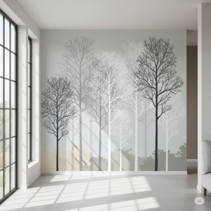 Tall slender trees wallpaper mural