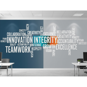 The Company Values Word Cloud Wallpaper Mural.