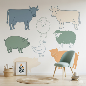 The Old MacDonald's Farm Minimalist Wallpaper Mural.