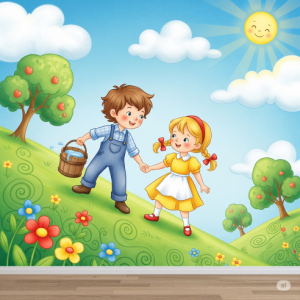 The Pre-Fall Adventure, Jack and Jill Nursery Rhyme Wallpaper.