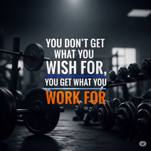The quote, You don't get what you wish for, you get what you work for, is a powerful reminder that success is earned through effort, not passive hope.