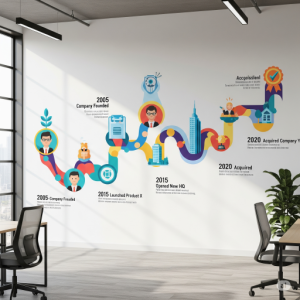Timeline of Company Milestones Office Mural Art.