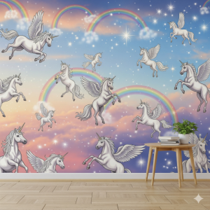 Unicorns and Rainbows Wallpaper Mural