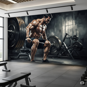 Weightlifter fitness centre wallpaper mural. 
