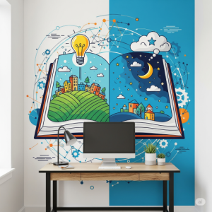 a focal point with a small office mural