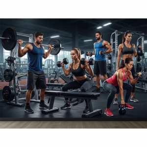free-weights section gym wallpaper mural