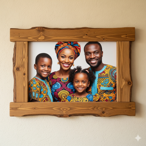 African Family Portrait Handmade Wooden Picture Frame African Family Portrait Handmade Wooden Picture Frame