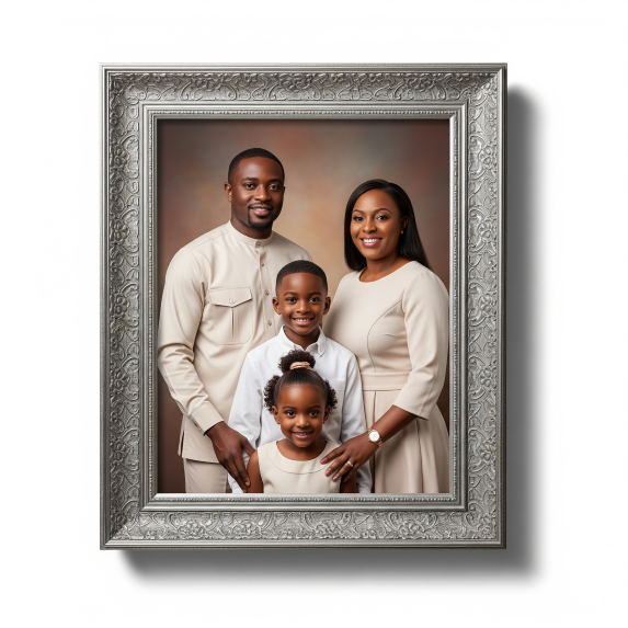 Family Portrait Silver Picture Frame. Family Portrait Silver Picture Frame.