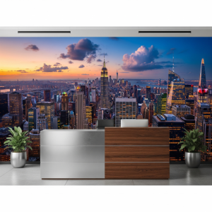 City Skyline Reception Office Wallpaper