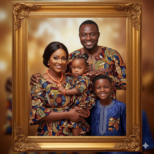 Family Portrait Gold Picture Frame. Family Portrait Gold Picture Frame.