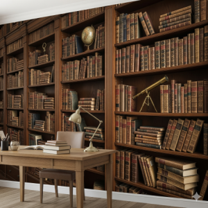 Floor-to-Ceiling Library Shelves Office Wallpaper Mural