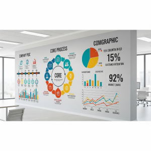 Infographic office wallpaper mural.