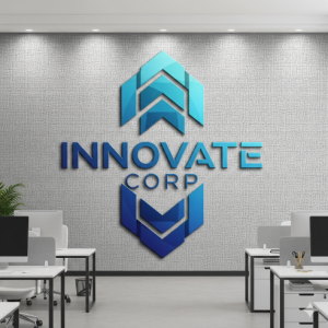 Oversized Logo Modern Office Wallpaper