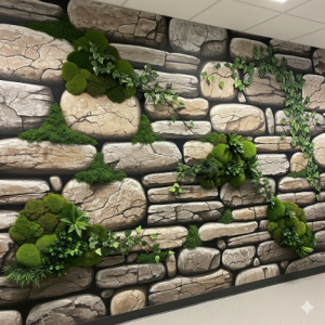 Stone Wall with Moss Office Wallpaper