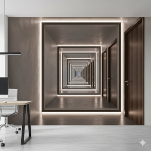 The Receding Corridor 3D Office Wallpaper Mural.