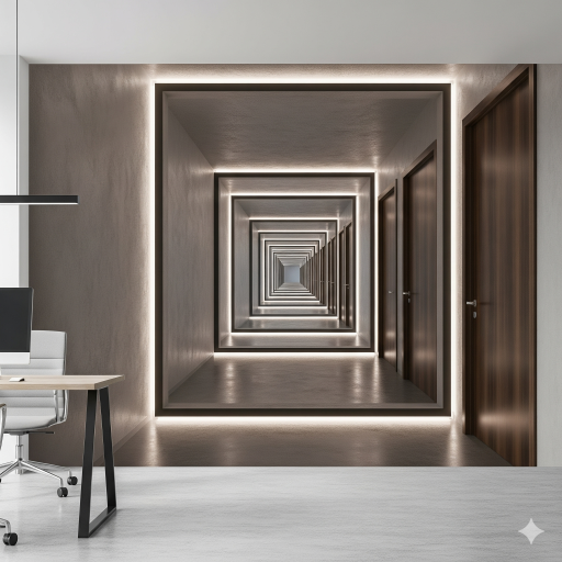 The Receding Corridor 3D Office Wallpaper Mural. The Receding Corridor 3D Office Wallpaper Mural.