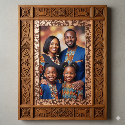 family portrait in a custom wooden picture frame with copper leaf family portrait in a custom wooden picture frame with copper leaf