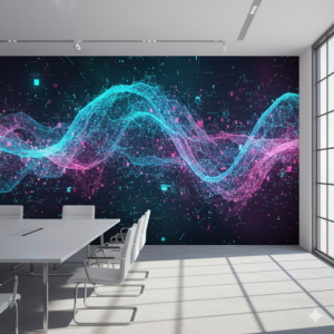 Abstract Data Wave 3D Technology Wallpaper Mural