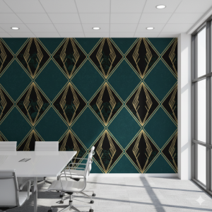 Art Deco Stepped Diamond Grid Wallpaper.