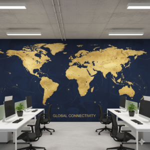 Artistic World Map Travel Office Wallpaper