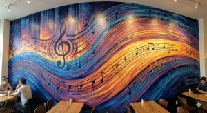 Audio Spectrogram Music Note Wallpaper Mural.