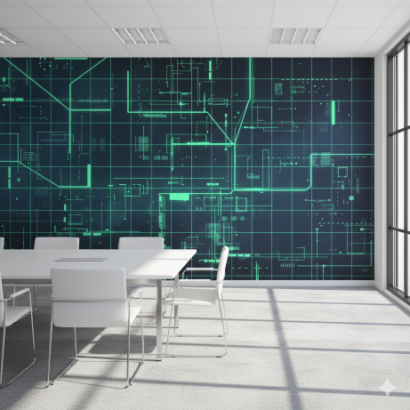Augmented Reality Grid Wallpaper Mural Augmented Reality Grid Wallpaper Mural