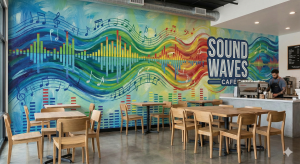 Cafe Techno Art Music Note Wallpaper Mural 