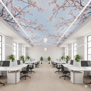 Cherry Blossom Branches Office Ceiling Wallpaper