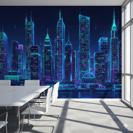 Circuit City Skyline Technology Wall Mural Circuit City Skyline Technology Wall Mural