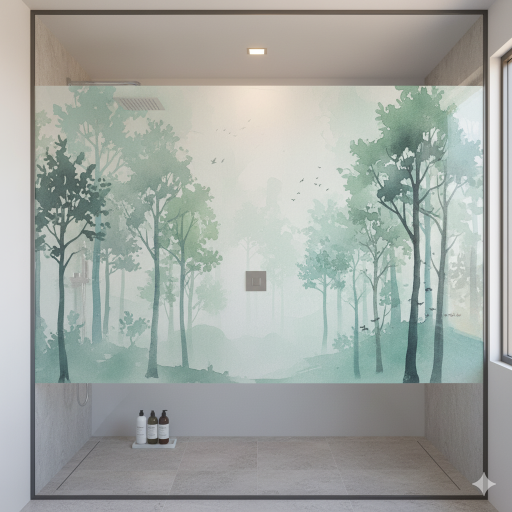 Custom Print Shower Window Privacy Film Custom Print Shower Window Privacy Film