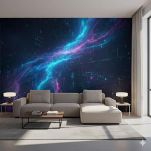 Digital Nebula Cascade Technology wall mural