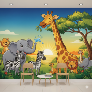 Friendly African Safari Doctor's Office Wallpaper