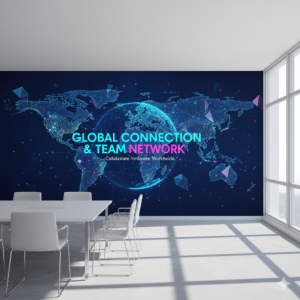 Global Connection and Team Network Technology Wall Mural
