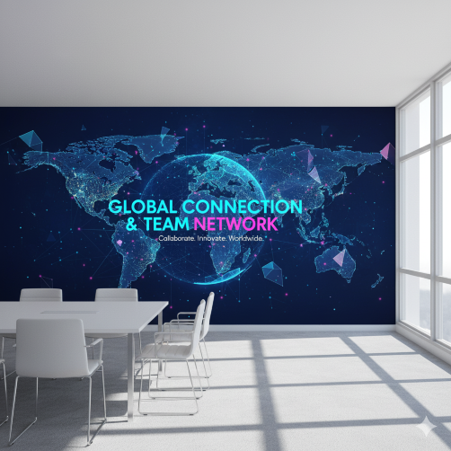Global Connection and Team Network Technology Wall Mural Global Connection and Team Network Technology Wall Mural