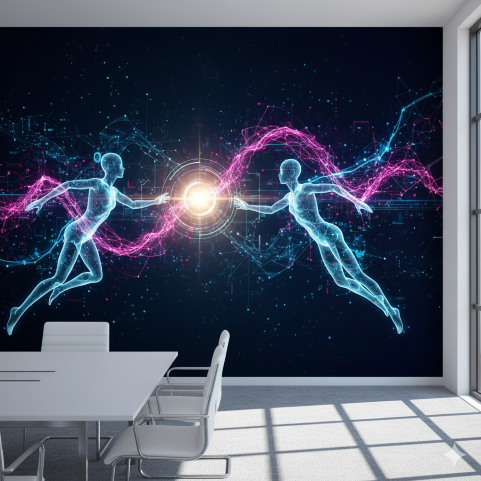 Human & AI Synergy Technology Wallpaper Mural (2) Human & AI Synergy Technology Wallpaper Mural (2)