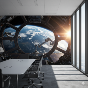 ISS Window View Technology Wallpaper Mural