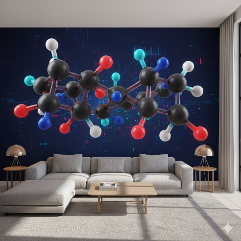Magnified Molecular Structure Technology Wall Mural Magnified Molecular Structure Technology Wall Mural