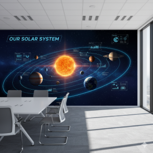 Solar System Infographic Wallpaper Mural
