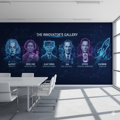 The Innovator's Gallery (Famous Scientists & Inventors) Wallpaper Mural The Innovator's Gallery (Famous Scientists & Inventors) Wallpaper Mural