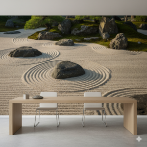 Zen Pebble Garden Office Wallpaper