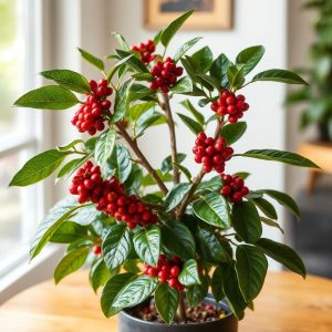 Artificial African Coffee (Coffea arabica) Indoor Coffeehouse Plant