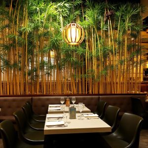 Golden Bamboo vertical screening for restaurant landscaping