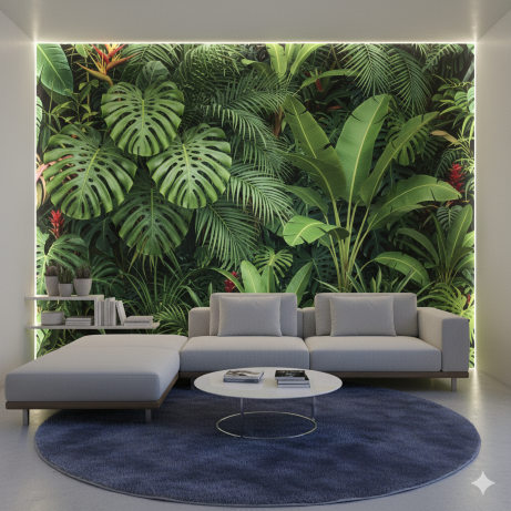 Lush Tropical Jungle print-on-demand wallpaper mural.