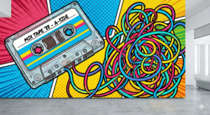 The Cassette Tangle Music Wallpaper Mural