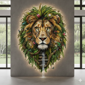 Biophilic Lion Wall Mural.