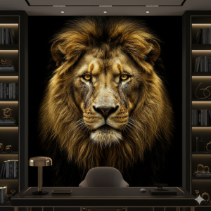 Black & Gold Royal Portrait Lion Wallpaper Mural